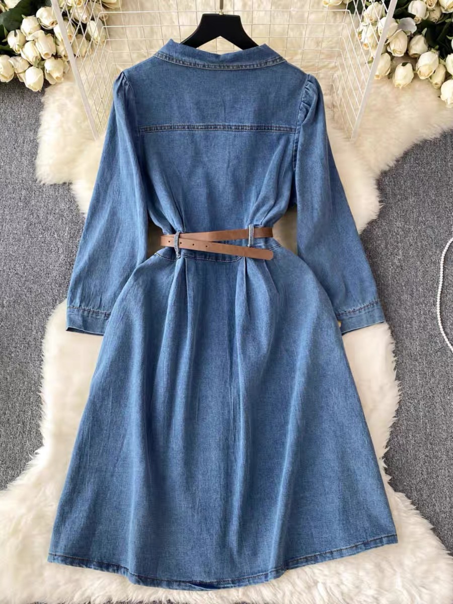 Kerry modern denim dress & belt DD15 images